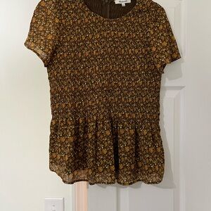 Madewell Brown Floral Blouse
